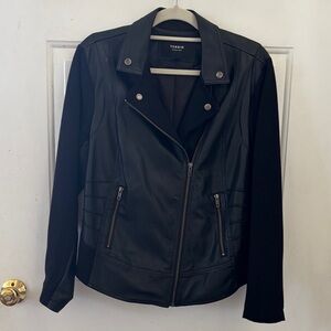 Torrid Black faux Leather and Jersey zip up Jacket for Women